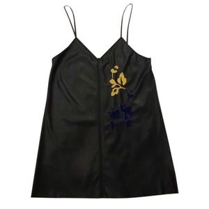 No Label Black Pleather Dress w/ Velvet Patches